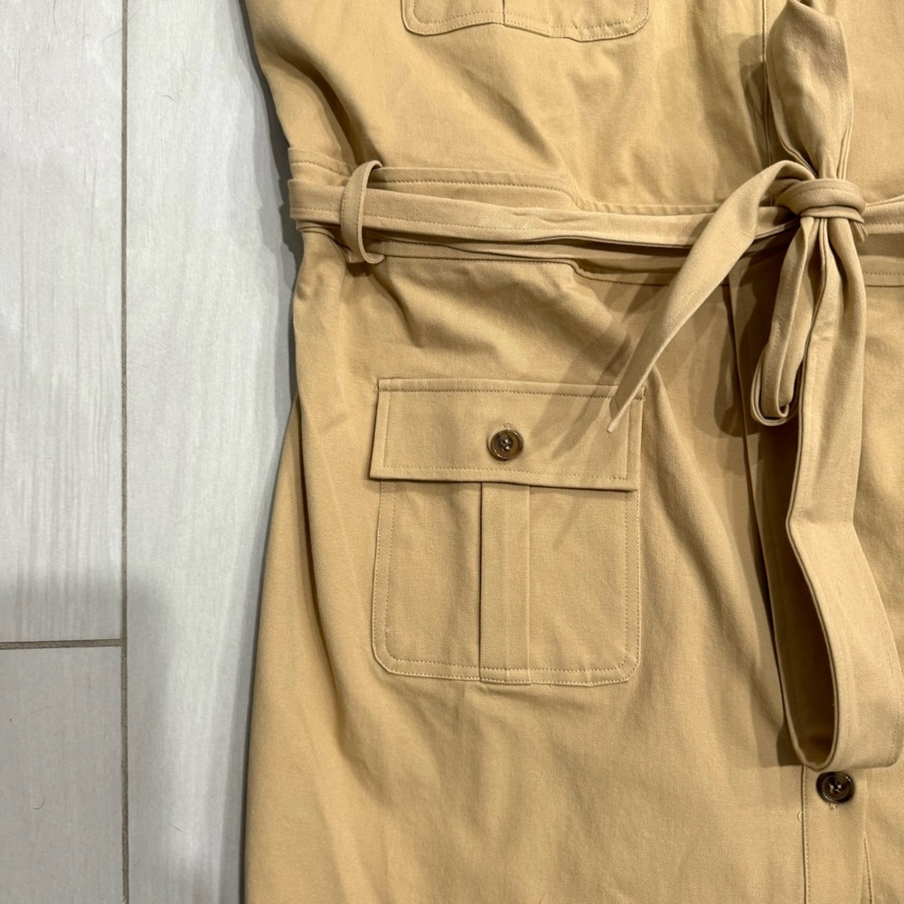 Isaac Mizrahi Preppy Utility Safari Tie Belt Mini Shirtdress NWT XXL Khaki - Picture 7 of 8